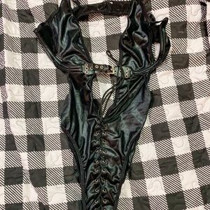 Black leather body suit 🤠